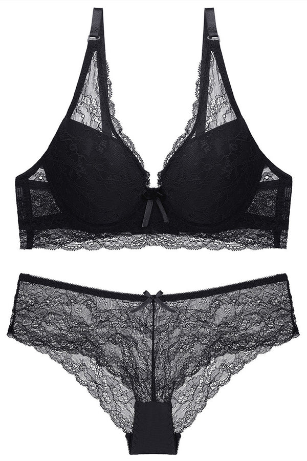 Dark Red Lace Lingerie Set