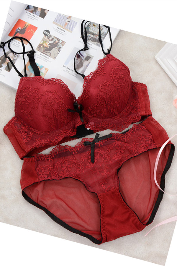 Free Shipping Double Straps White Lace Lingerie Set