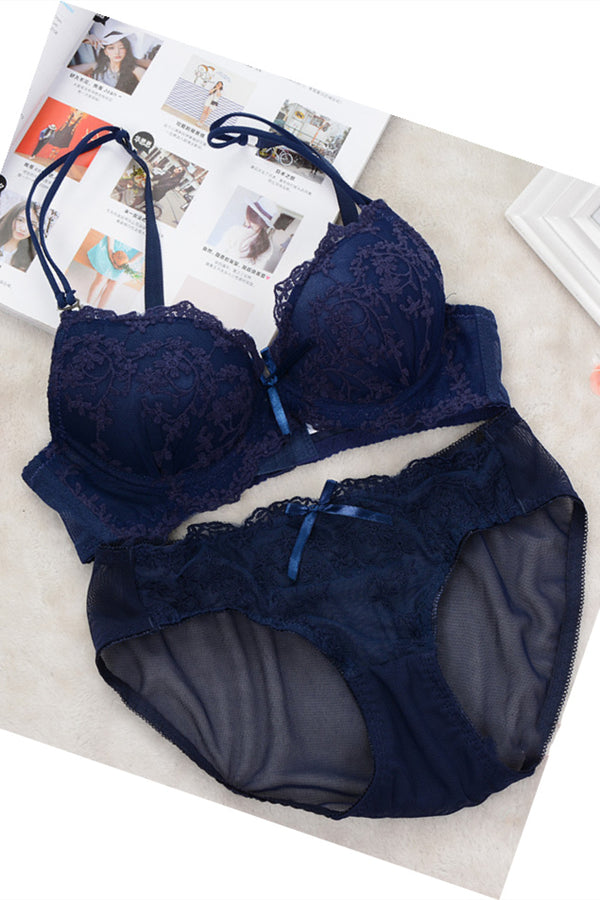 Free Shipping Double Straps White Lace Lingerie Set