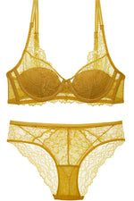 Free Shipping Gold Lace Lingerie Set