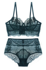 Free Shipping Illusion Grey Lace Lingerie Set