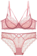 Free Shipping Pink Lace Lingerie Set