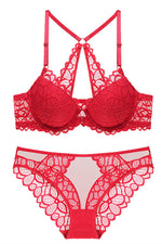 Free Shipping Burgundy Lace Lingerie Set