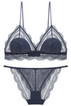 Sexy Triangle Dark Blue Lace Lingerie Set