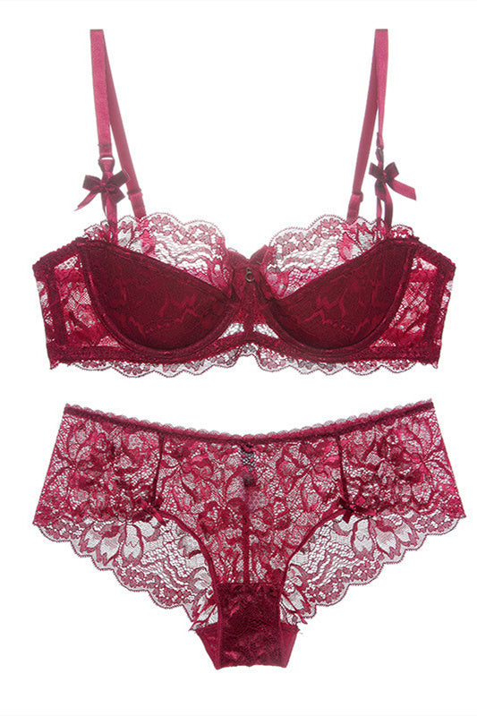 Free Shipping Grey Lace Lingerie Set