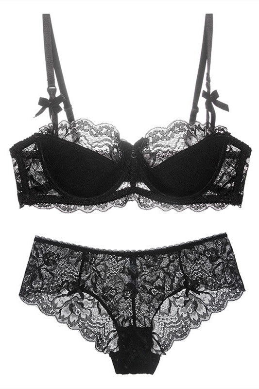 Free Shipping Grey Lace Lingerie Set