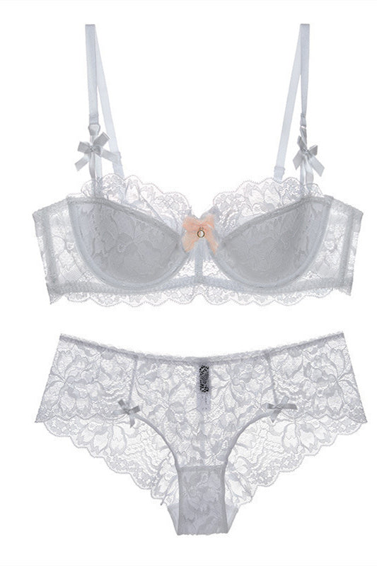 Free Shipping Grey Lace Lingerie Set