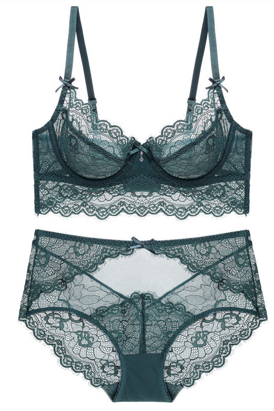Illusion Light Grey Lace Lingerie Set