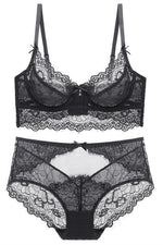 Illusion Light Grey Lace Lingerie Set
