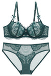 Free Shipping Elegant Dark Green Lace Lingerie Set