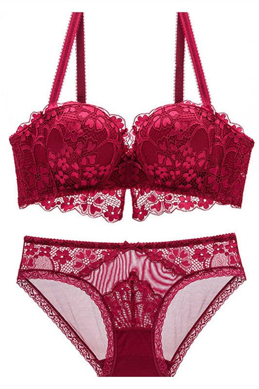 Dark Red Lace Lingerie Set  FancyVestido