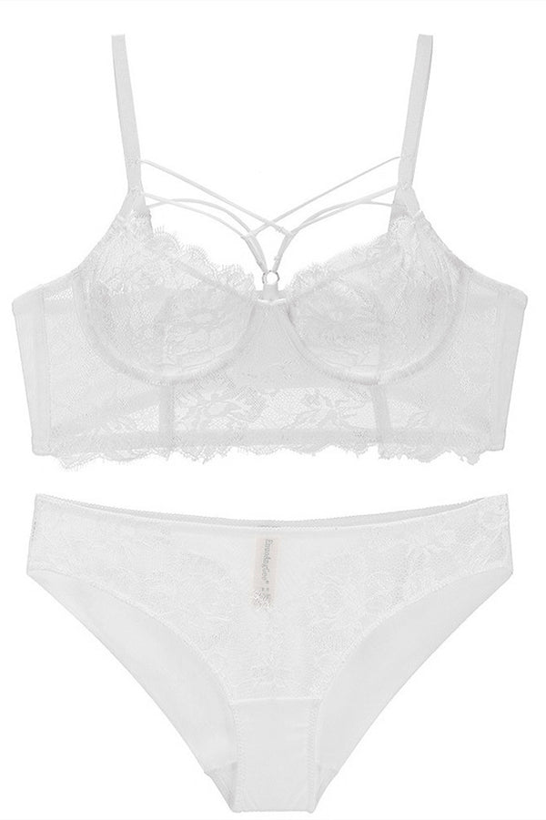 Illusion Smoke Blue Lace Lingerie Set