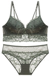 French Vintage Pearl Pink Lace Lingerie Set