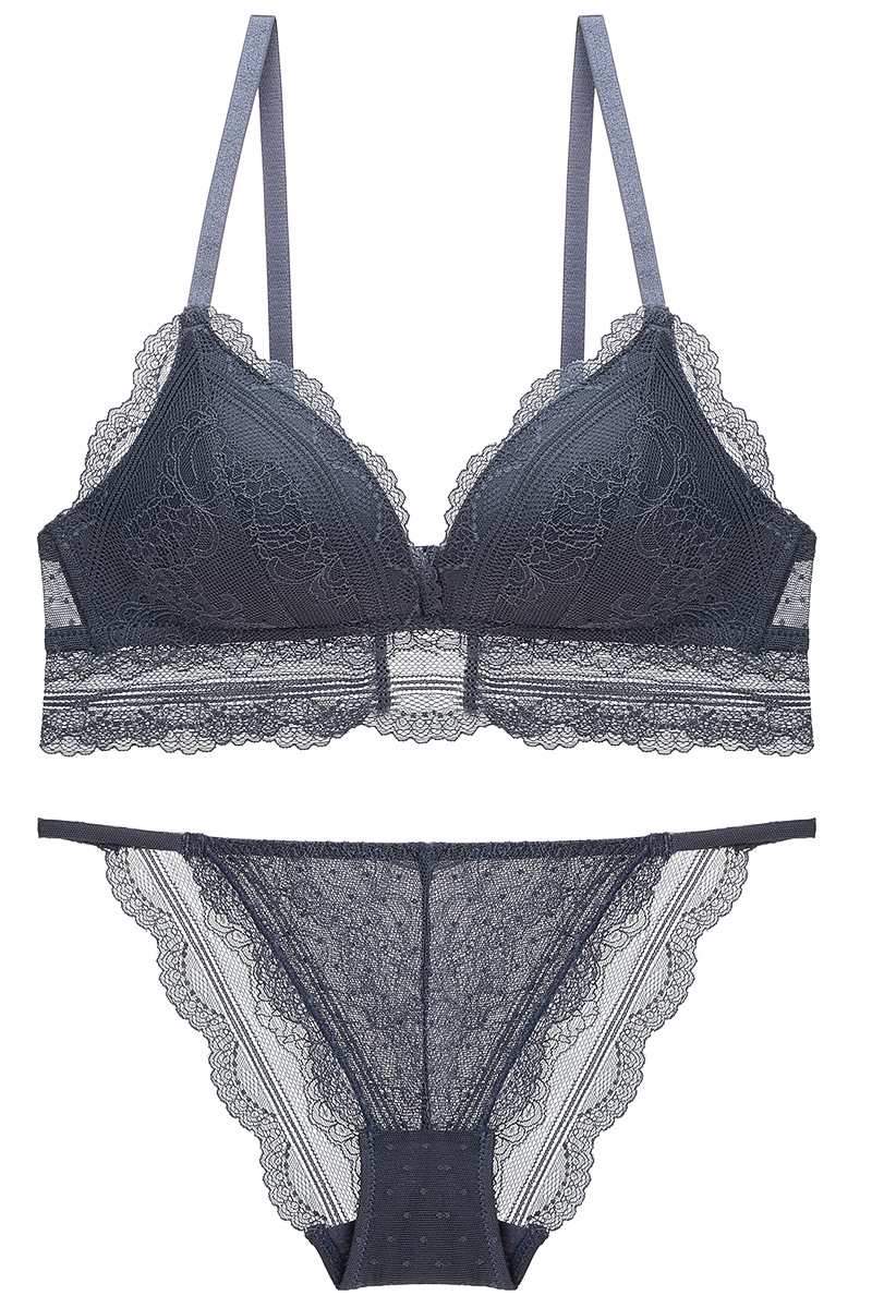 Vintage Triangle Burnt Yellow Lace Lingerie Set