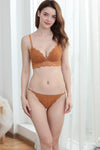 Vintage Triangle Burnt Yellow Lace Lingerie Set