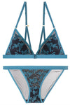 Sexy Triangle Cup Teal Lace Lingerie Set