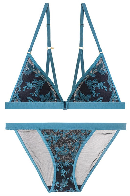 Sexy Triangle Cup Teal Lace Lingerie Set