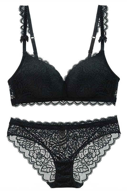 Elegant Pink Lace Lingerie Set