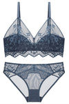 Sexy Triangle Navy Blue Lace Lingerie Set