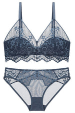 Sexy Triangle Navy Blue Lace Lingerie Set