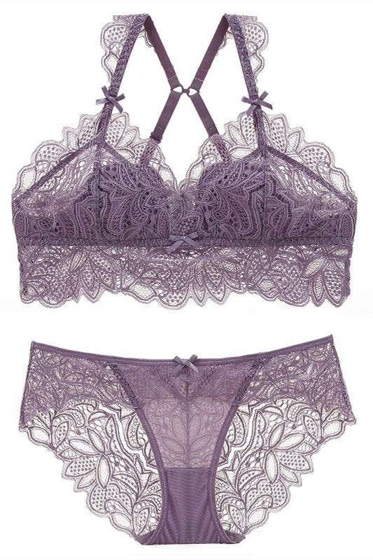Free Shipping Purple Lace Lingerie Set