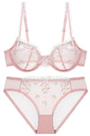 Elegant Illusion Pink Floral Lace Lingerie Set with Appliques