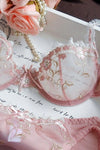 Elegant Illusion Pink Floral Lace Lingerie Set with Appliques