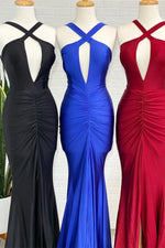 Sexy Key Hole Royal Blue Mermaid Long Prom Dress