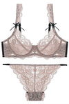 Illusion Beige Lace Lingerie Set