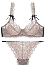 Illusion Beige Lace Lingerie Set