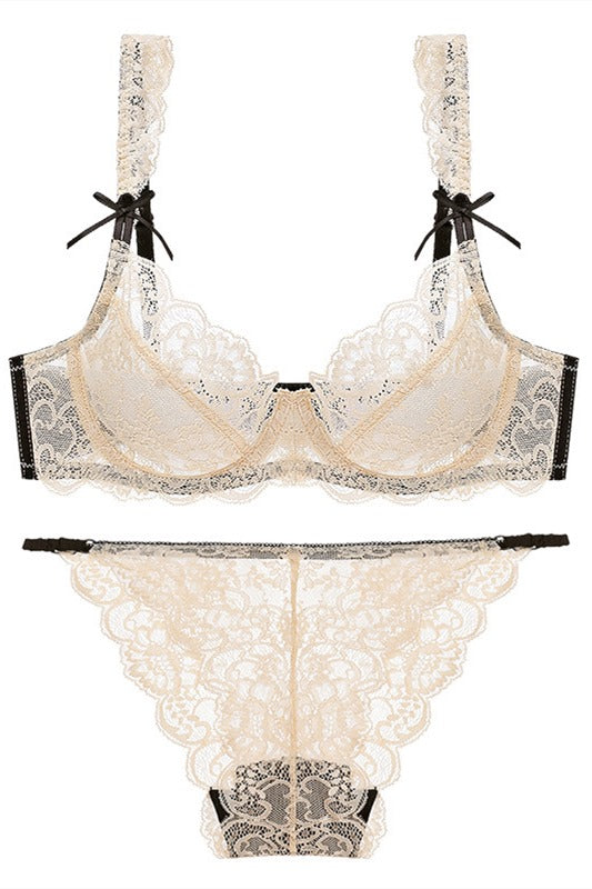 Illusion Beige Lace Lingerie Set