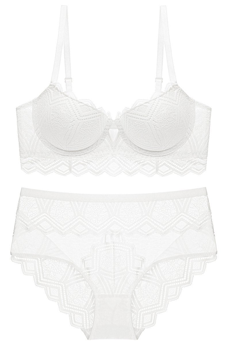 Ruffles White Lace Lingerie Set