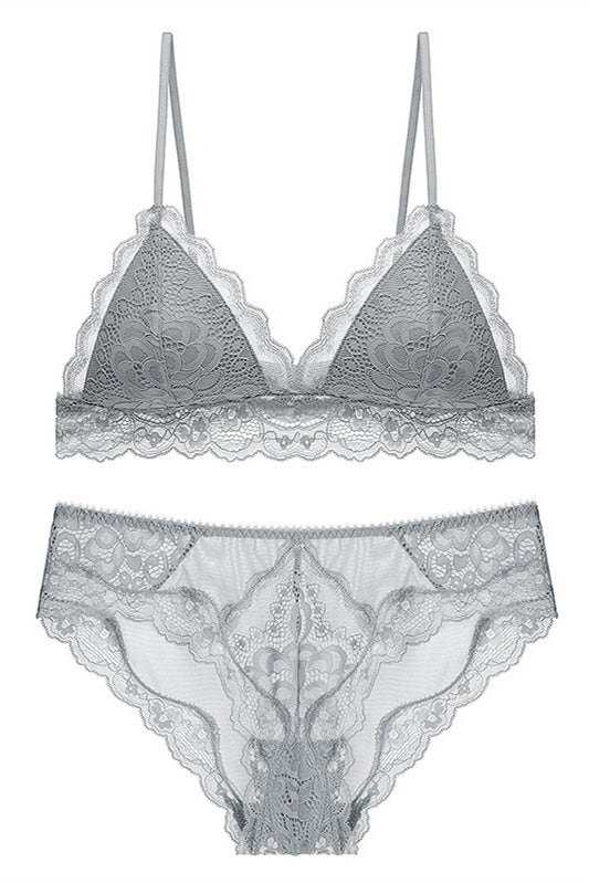 Triangle Lilac Lace Lingerie Set