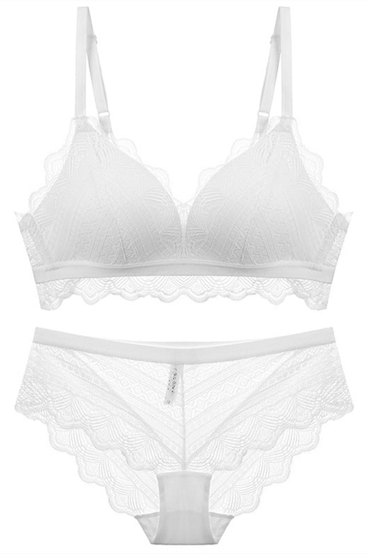Triangle Navy Blue Lace Lingerie Set