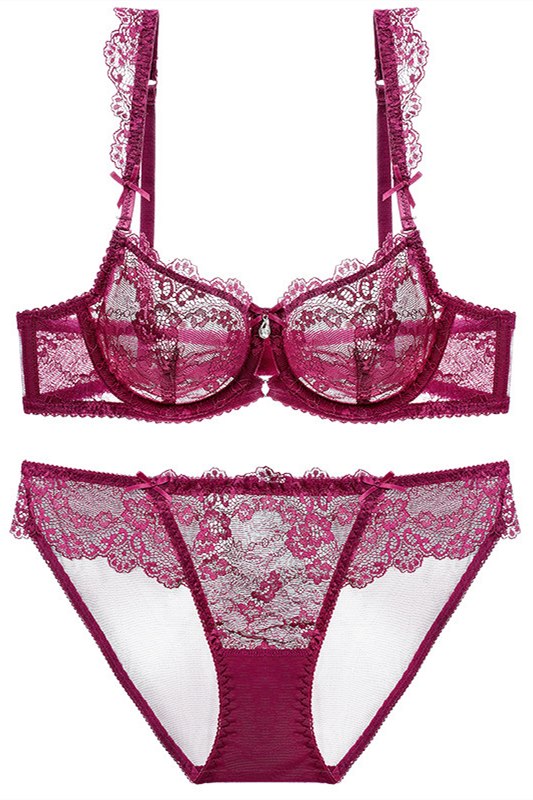 Sexy Illusion Burgundy Lace Lingerie Set – FancyVestido