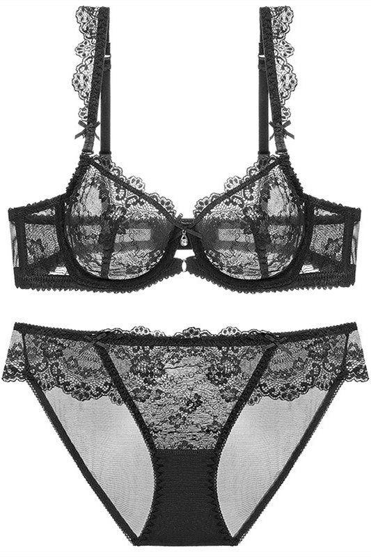 Sexy Illusion Burgundy Lace Lingerie Set