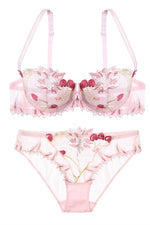 Cute Illusion Light Blue Lingerie Set with Appliques