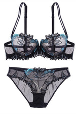 Cute Illusion Light Blue Lingerie Set with Appliques
