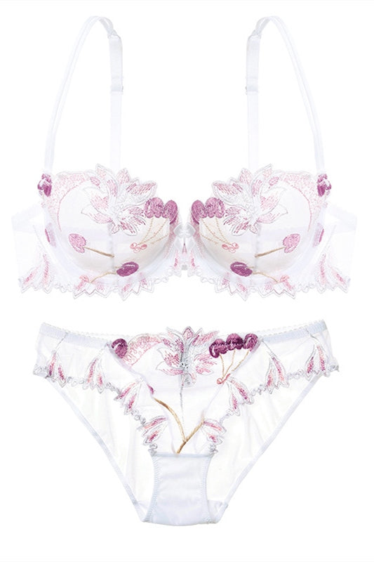 Cute Illusion Light Blue Lingerie Set with Appliques