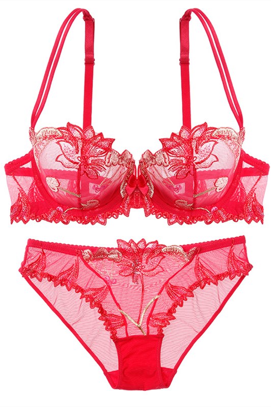 Cute Illusion Light Blue Lingerie Set with Appliques