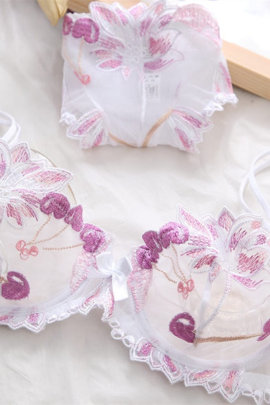 Cute Illusion Light Blue Lingerie Set with Appliques