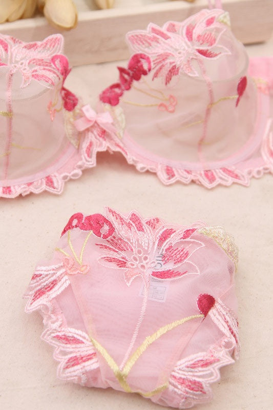 Cute Illusion Light Blue Lingerie Set with Appliques