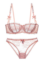 Sexy Illusion Pearl Pink Lace Lingerie Set