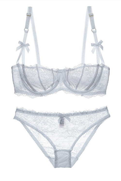 Sexy Illusion Pearl Pink Lace Lingerie Set