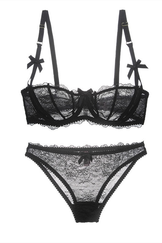 Sexy Illusion Pearl Pink Lace Lingerie Set