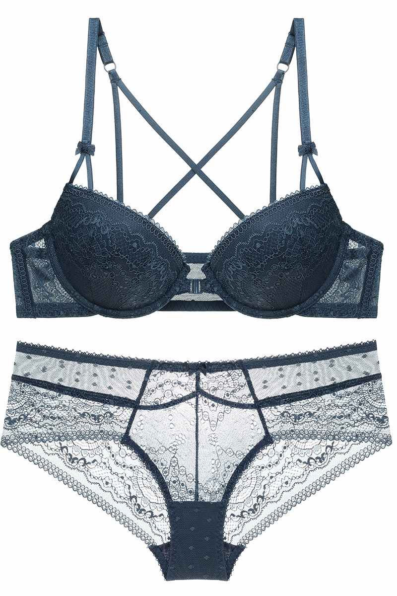 Dark Navy Lace Lingerie Set