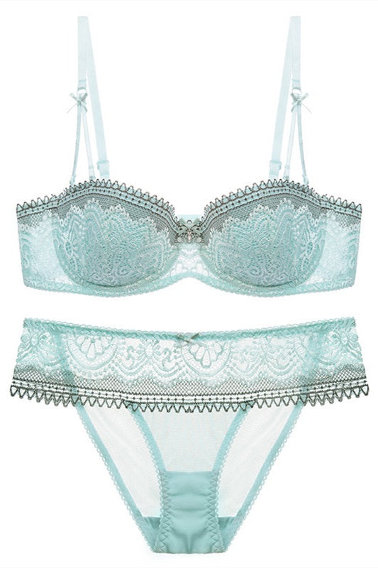 1/2 Cup Sexy Mint Green Lace Lingerie Set