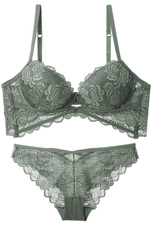 Dark Sage Lace Lingerie Set