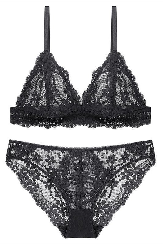 Triangle Blue Sage Lace Lingerie Set