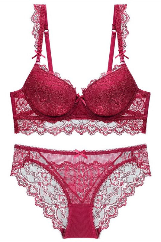 Burgundy Lace Lingerie Set – FancyVestido